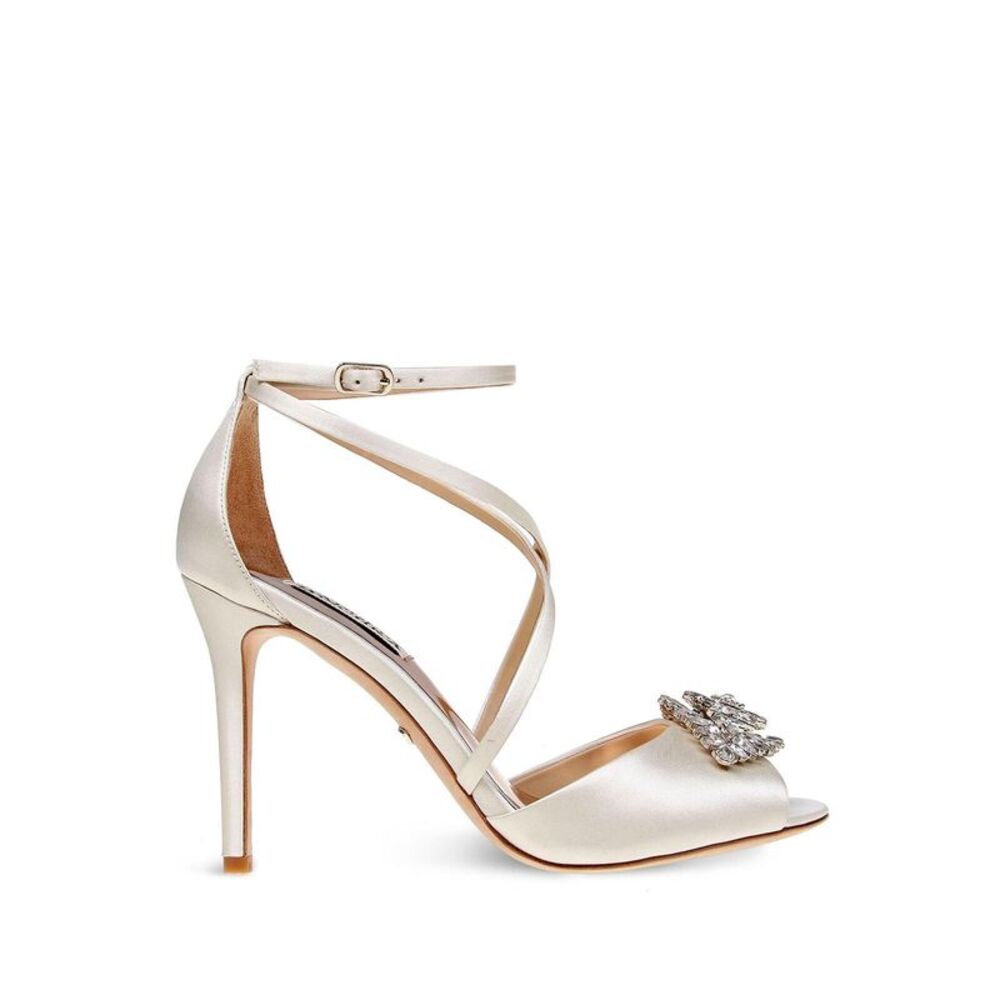 BADGLEY MISCHKA Womens Ivory Beige Tatum Stiletto Heeled Gladiator Sandal 9.5 - Picture 2 of 3